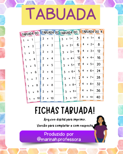 Tabuada | Fichas para completar