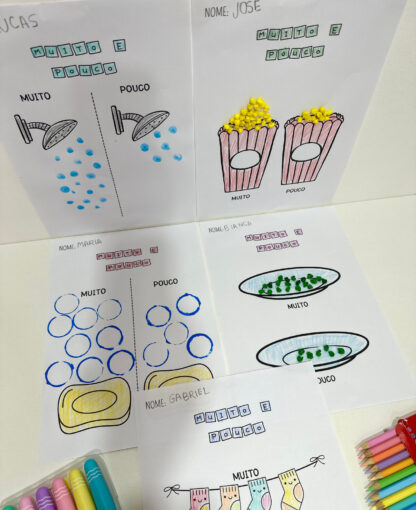 Atividades de artes- Conceitos Muito e pouco