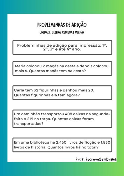 Probleminhas de Adição