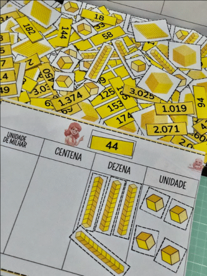 🔢 Sistema de Numeração Decimal para Imprimir – Material Dourado PDF com Unidade, Dezena, Centena e Milhar - Image 5