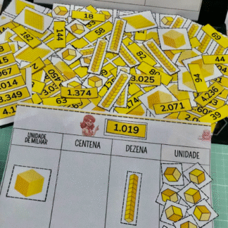 🔢 Sistema de Numeração Decimal para Imprimir – Material Dourado PDF com Unidade, Dezena, Centena e Milhar