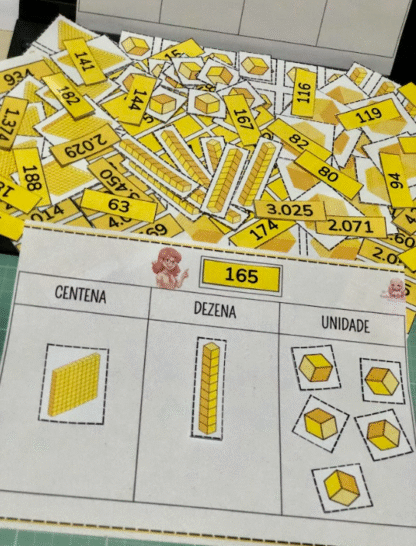 🔢 Sistema de Numeração Decimal para Imprimir – Material Dourado PDF com Unidade, Dezena, Centena e Milhar - Image 2
