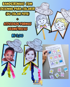 BANDEIRINHAS ROSTOS/DESENHOS E FORMAS GEOMÉTRICAS – FESTA JUNINA
