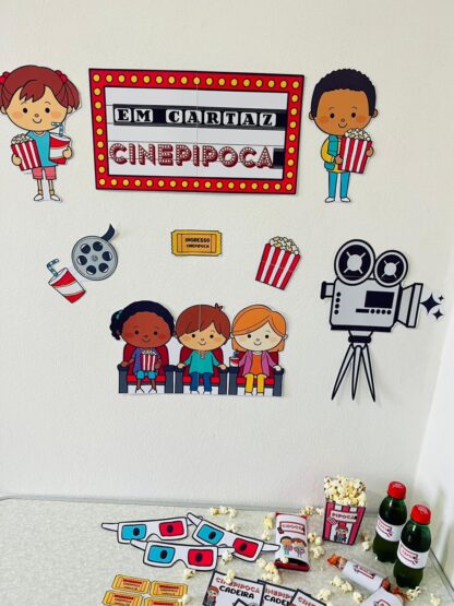 🍿 Cine Pipoca – Kit Completo para Imprimir | Dia das Crianças, Férias ou Dia Especial