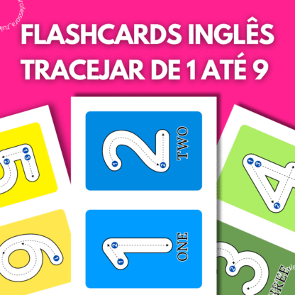 Flashcards Inglês tracejar de 1 até 9
