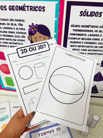 📘 Sólidos Geométricos para Imprimir – Cartaz + Figuras 3D para Montar + Atividades PDF - Image 10