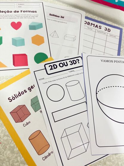 📘 Sólidos Geométricos para Imprimir – Cartaz + Figuras 3D para Montar + Atividades PDF - Image 9