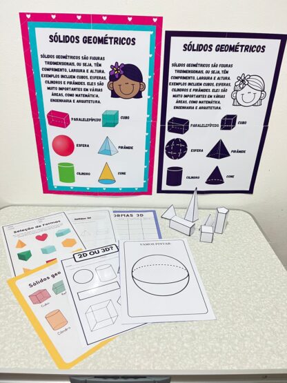 📘 Sólidos Geométricos para Imprimir – Cartaz + Figuras 3D para Montar + Atividades PDF - Image 7