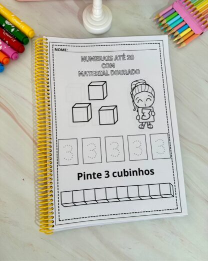 Apostila de atividades para trabalhar os numerais de 1 a 20 com material dourado - Image 10