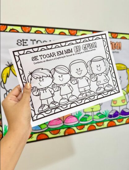 Cartaz colaborativo para colorir para trabalhar o tema “Maio Laranja” - Image 4