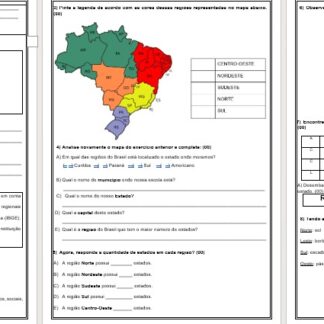 AVALIAÇÃO DE GEOGRAFIA – ESTADOS E REGIÕES BRASILEIRAS – FORMAÇÃO DA VEGETAÇÃO – PONTOS CARDEAIS – CLIMA DO PARANÁ