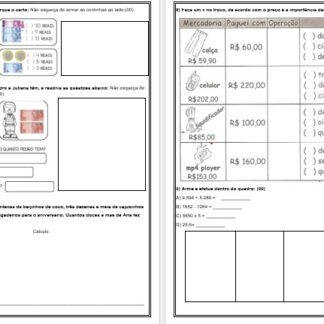 AVALIAÇÃO DE MATEMÁTICA – SÓLIDOS GEOMÉTRICOS – SISTEMA MONETÁRIO – PROBLEMAS – 4 OPERAÇÕES – NÚMEROS ROMANOS.