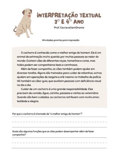 Compreensão Textual para 3º e 4º ano
