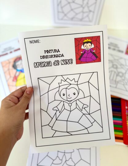 Atividades pintura direcionada tema Branca de Neve - Imagem 7