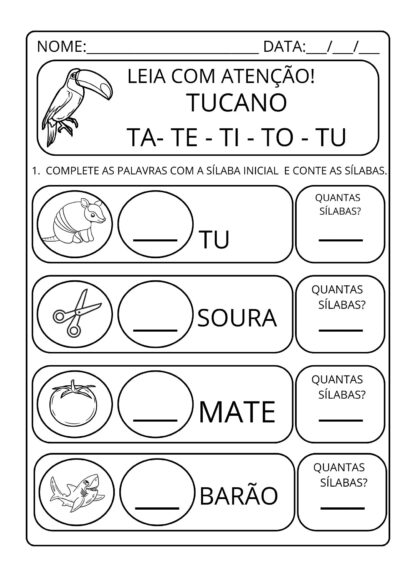 Alfabetização completando e contando sílabas - Imagem 4