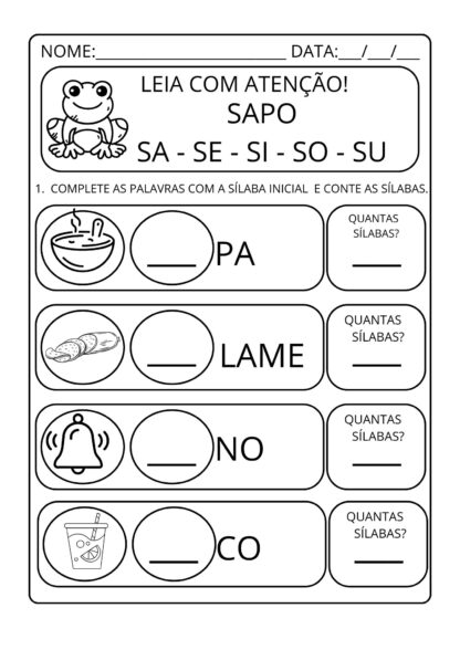Alfabetização completando e contando sílabas - Imagem 5