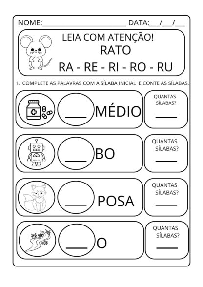 Alfabetização completando e contando sílabas - Imagem 6