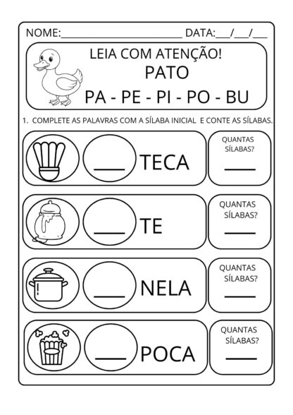 Alfabetização completando e contando sílabas - Imagem 8