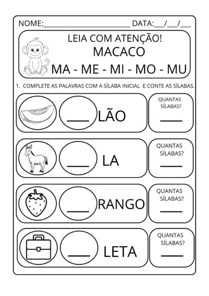 Alfabetização completando e contando sílabas - Imagem 10