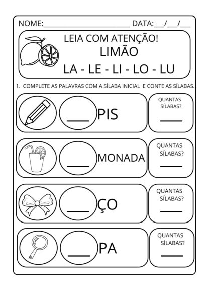 Alfabetização completando e contando sílabas - Imagem 11
