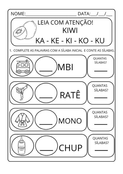 Alfabetização completando e contando sílabas - Imagem 12