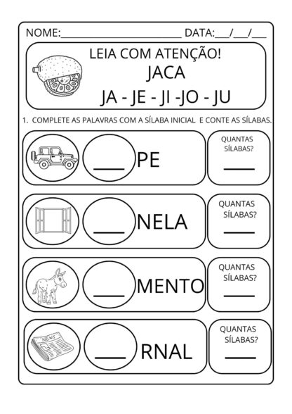 Alfabetização completando e contando sílabas - Imagem 13