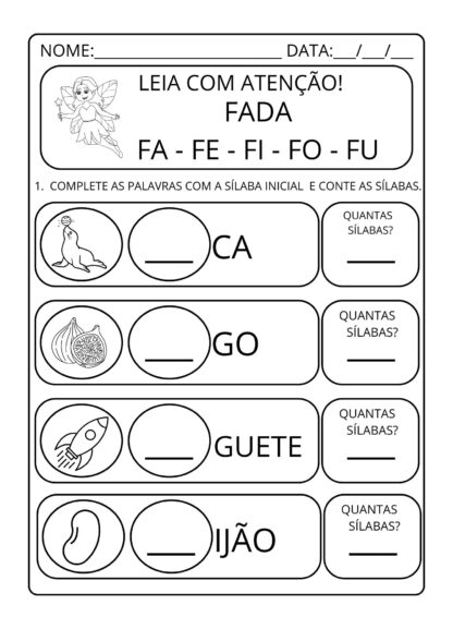 Alfabetização completando e contando sílabas - Imagem 16
