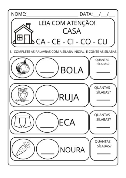 Alfabetização completando e contando sílabas - Imagem 18