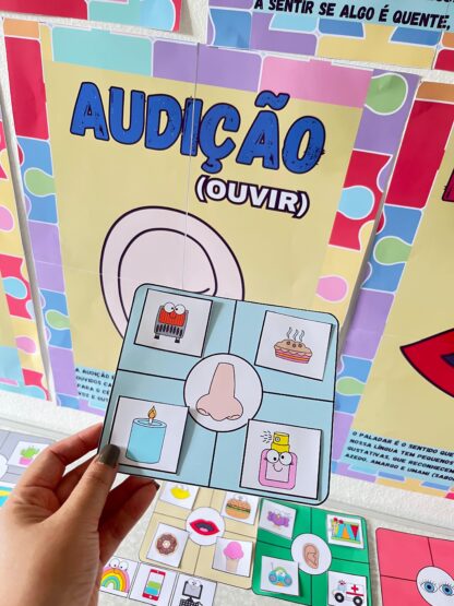 Kit Educacional Os 5 Sentidos – Cartazes, Atividades e Jogo de Classificação - Imagem 4