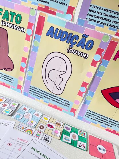 Kit Educacional Os 5 Sentidos – Cartazes, Atividades e Jogo de Classificação - Imagem 3