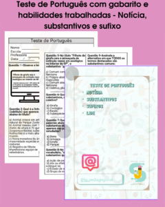Teste de Português-Notícia-Substantivos-Sufixos-Lide