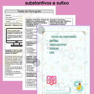 Teste de Português-Notícia-Substantivos-Sufixos-Lide