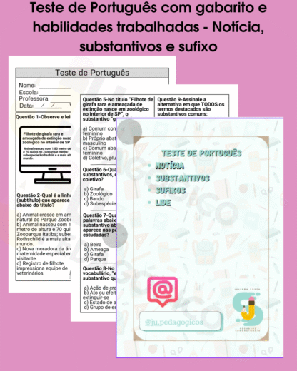 Teste de Português-Notícia-Substantivos-Sufixos-Lide