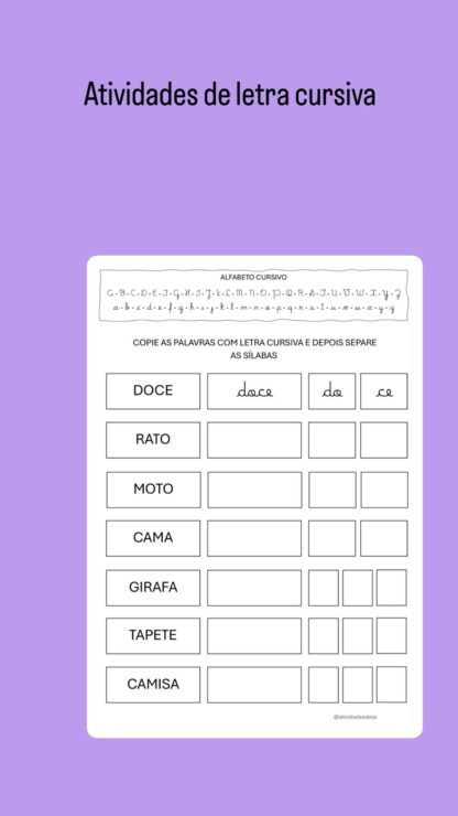Atividades Letra Cursiva - Imagem 4