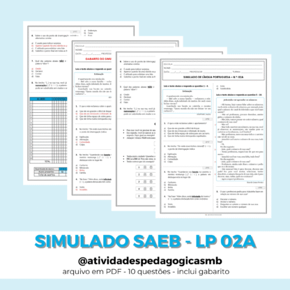 Simulado de Língua Portuguesa 02A - SAEB (PDF)
