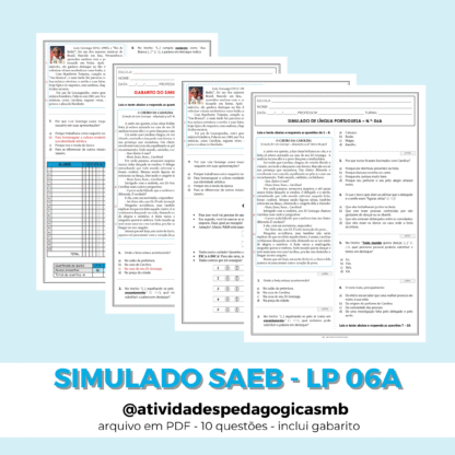 Simulado de Língua Portuguesa 06A - SAEB (PDF)