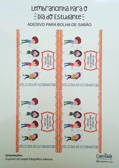 Dia do Estudante - adesivo para bolha de sabão - Imagem 3