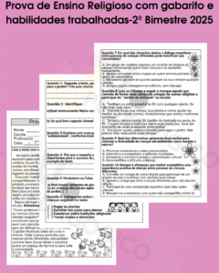 Prova de Ensino Religioso com gabarito e habilidades trabalhadas
