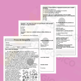 Prova de Geografia com gabarito e habilidades trabalhadas-4º Ano