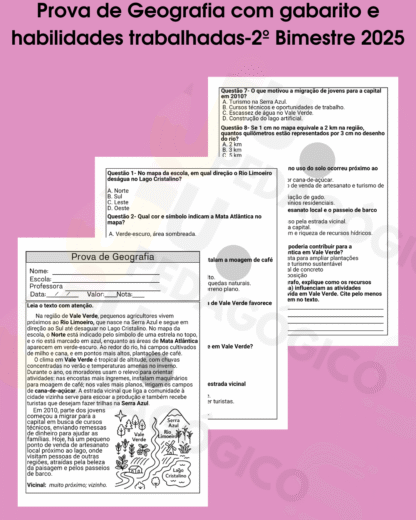 Prova de Geografia com gabarito e habilidades trabalhadas-4º Ano