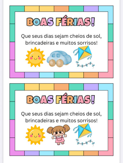 Cartãozinho Boas férias