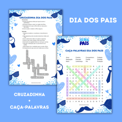 💙 CRUZADINHA + CAÇA-PALAVRAS – DIA DOS PAIS 💙