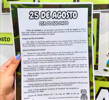 KIT DIA DO SOLDADO - PAINEL, BINÓCULO, PALITOCHES, MEDALHA E SEQUENCIA DIDÁTICA. - Imagem 2