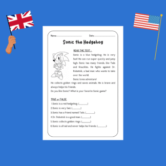 Ensine inglês com personagem Sonic