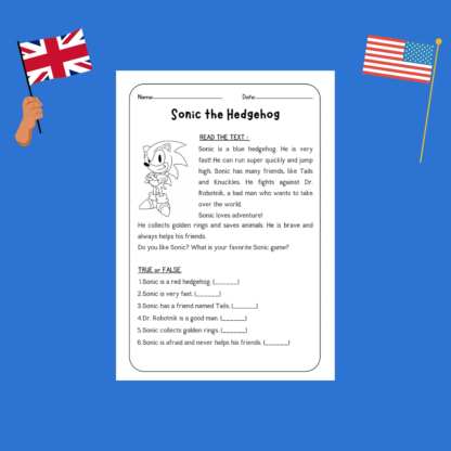 Ensine inglês com personagem Sonic