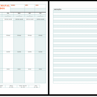 Tabela Plano Semanal de Estudos