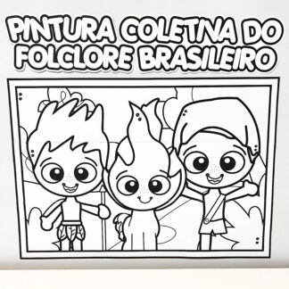 Cartaz Colaborativo do Folclore para Colorir