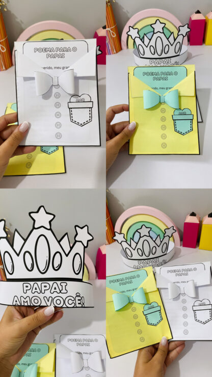 Cartão Interativo "Poema para o Papai" + Coroa Decorativa  Uma lembrança cheia de amor e criatividade para o Dia dos Pais! - Imagem 2