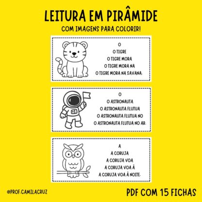 Leitura em Pirâmide - com imagens para colorir
