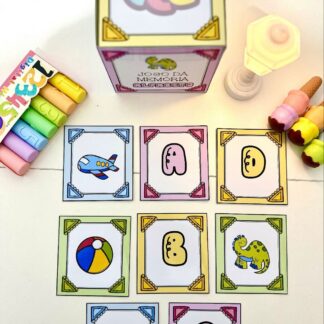 Jogo da Memória do Alfabeto com Caixa e Fichas Ilustradas
